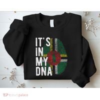 Funny ItS In My Dna Dominica Flag Fingerprint Sweatshirt thumb 2