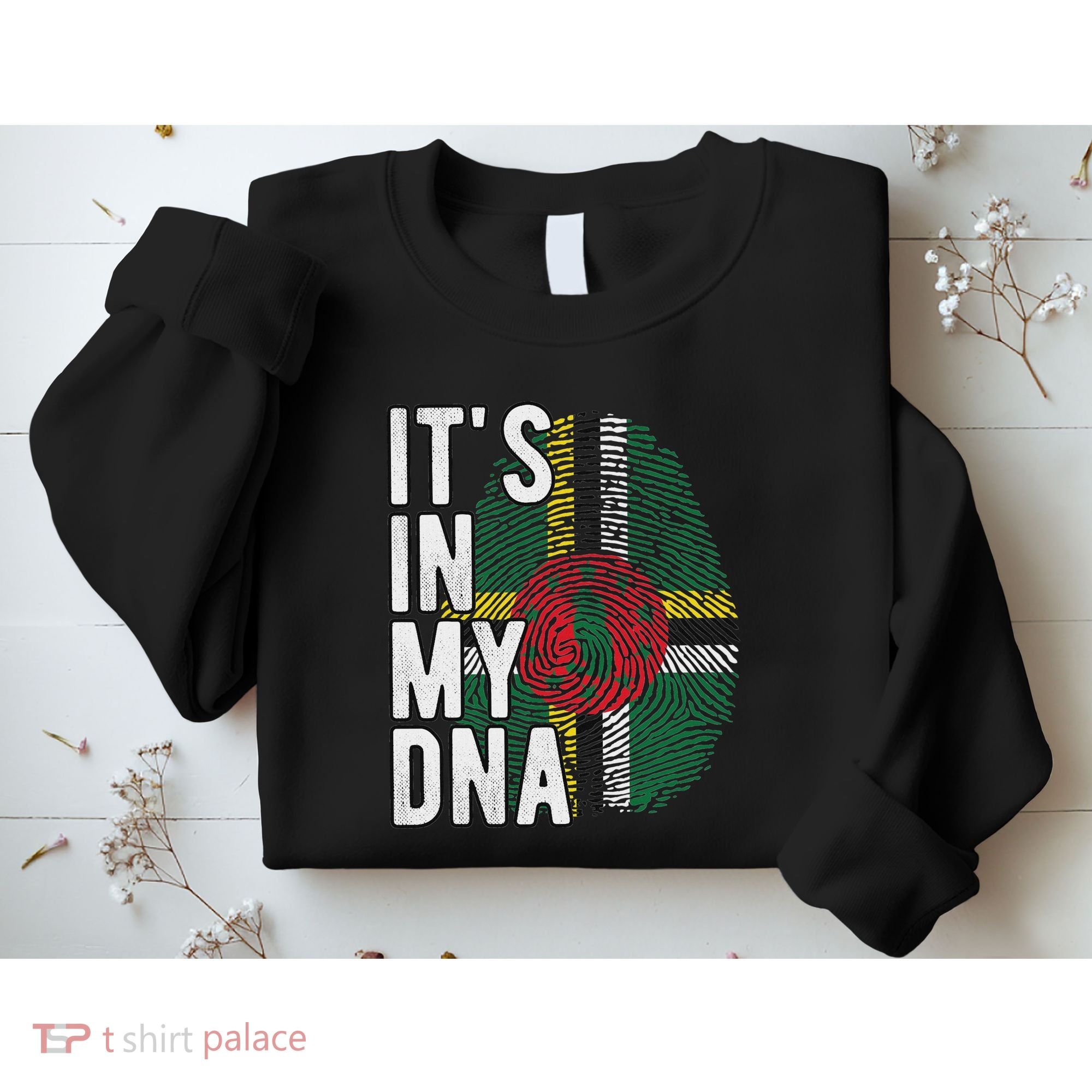 Funny ItS In My Dna Dominica Flag Fingerprint Sweatshirt