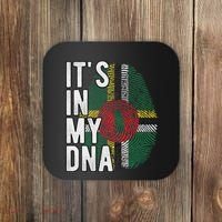 Funny ItS In My Dna Dominica Flag Fingerprint Coaster thumb 0