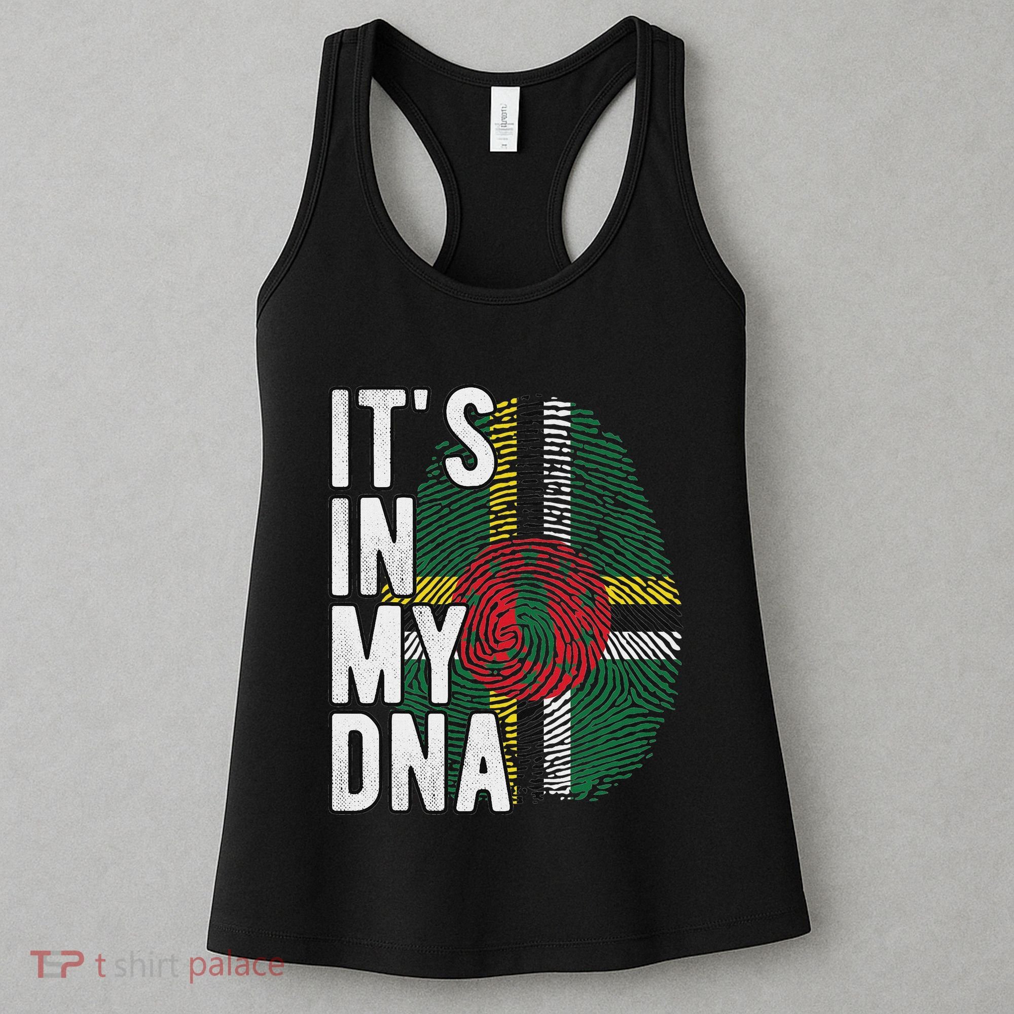 Funny ItS In My Dna Dominica Flag Fingerprint Women's Tank Top