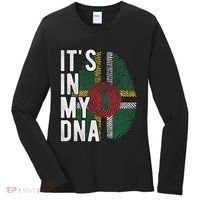 Funny ItS In My Dna Dominica Flag Fingerprint Women's Long Sleeve Shirt thumb 0