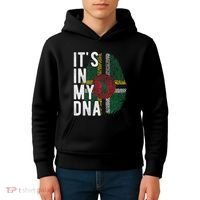 Funny ItS In My Dna Dominica Flag Fingerprint Kids Hoodie thumb 4