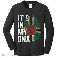 Funny ItS In My Dna Dominica Flag Fingerprint Kids Long Sleeve Shirt thumb 0