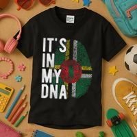 Funny ItS In My Dna Dominica Flag Fingerprint Kids T-Shirt thumb 3