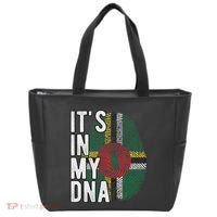 Funny ItS In My Dna Dominica Flag Fingerprint Tote Bag thumb 0