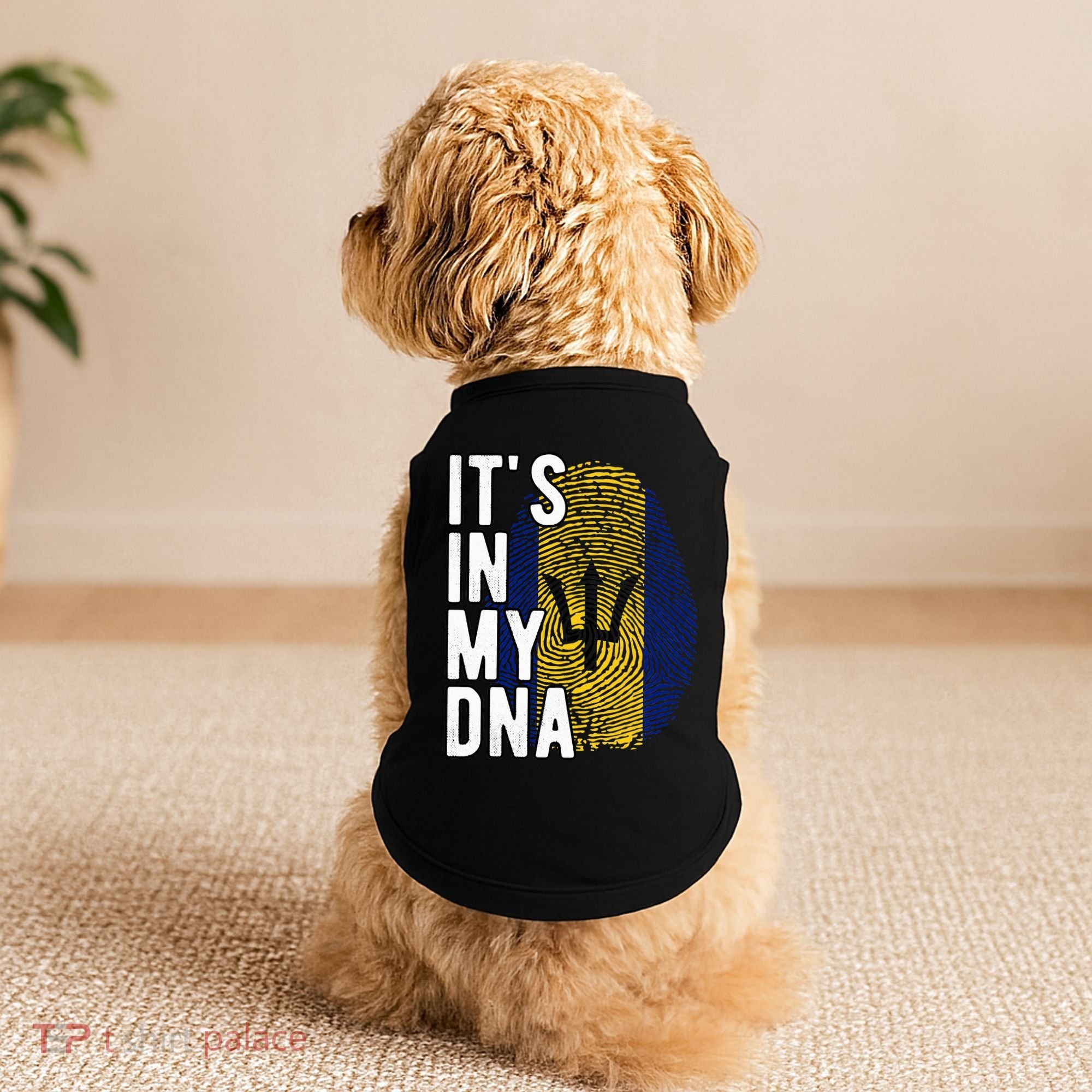 Funny ItS In My Dna Barbados Flag Fingerprint Doggie Tank