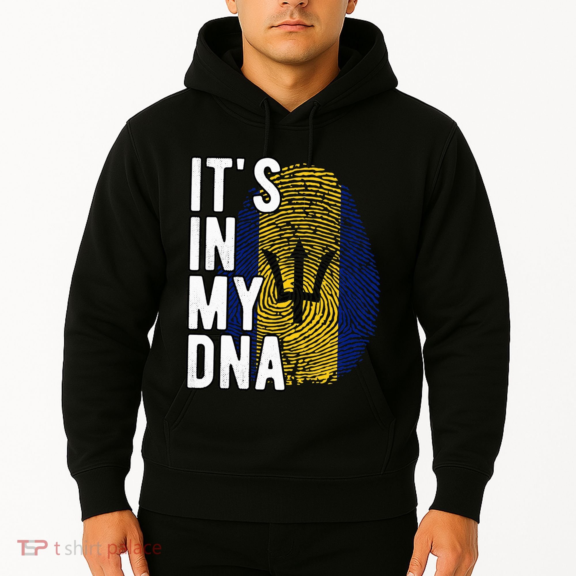 Funny ItS In My Dna Barbados Flag Fingerprint Hoodie