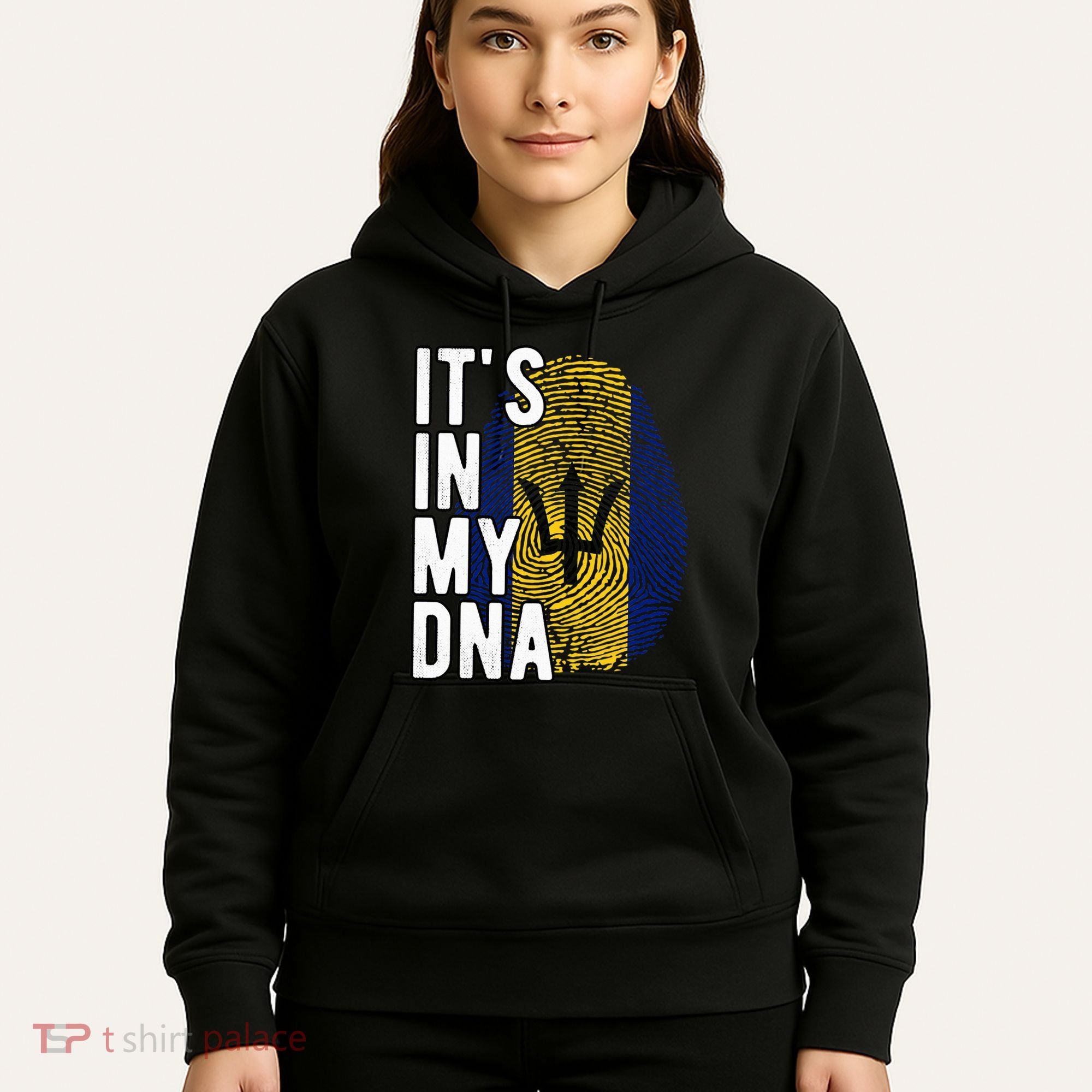 Funny ItS In My Dna Barbados Flag Fingerprint Hoodie