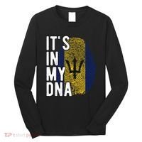 Funny ItS In My Dna Barbados Flag Fingerprint Long Sleeve Shirt thumb 0