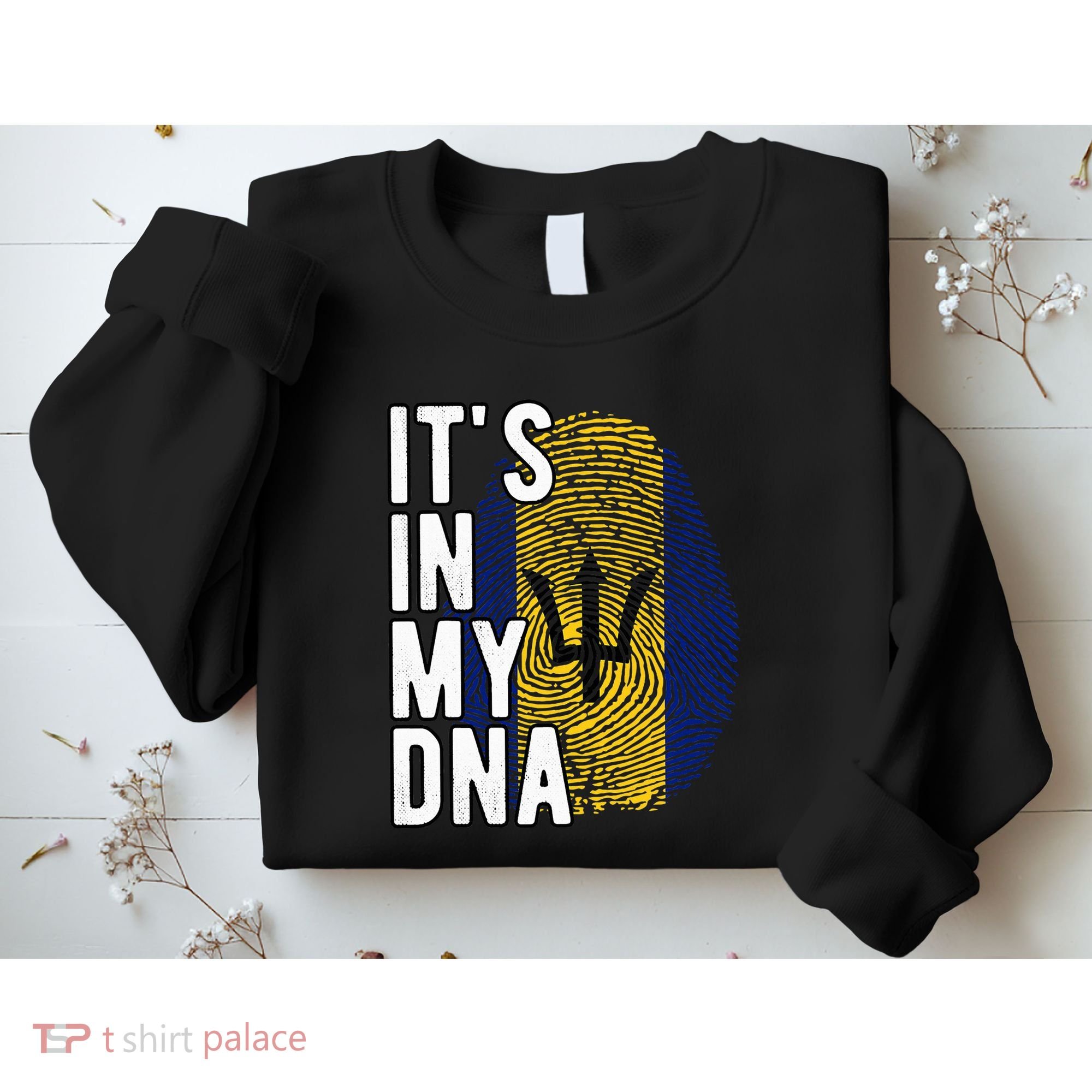 Funny ItS In My Dna Barbados Flag Fingerprint Sweatshirt