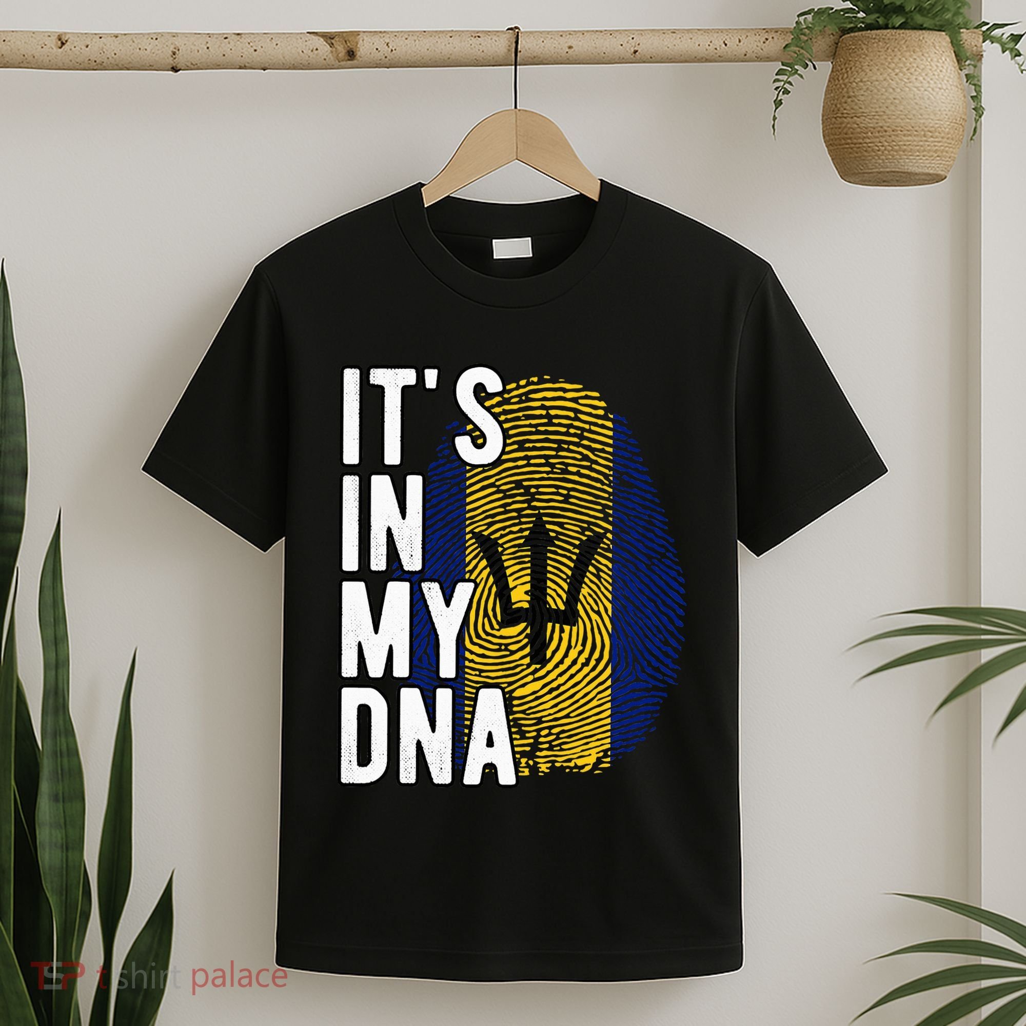 Funny ItS In My Dna Barbados Flag Fingerprint T-Shirt