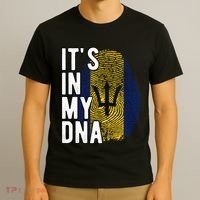 Funny ItS In My Dna Barbados Flag Fingerprint T-Shirt thumb 3