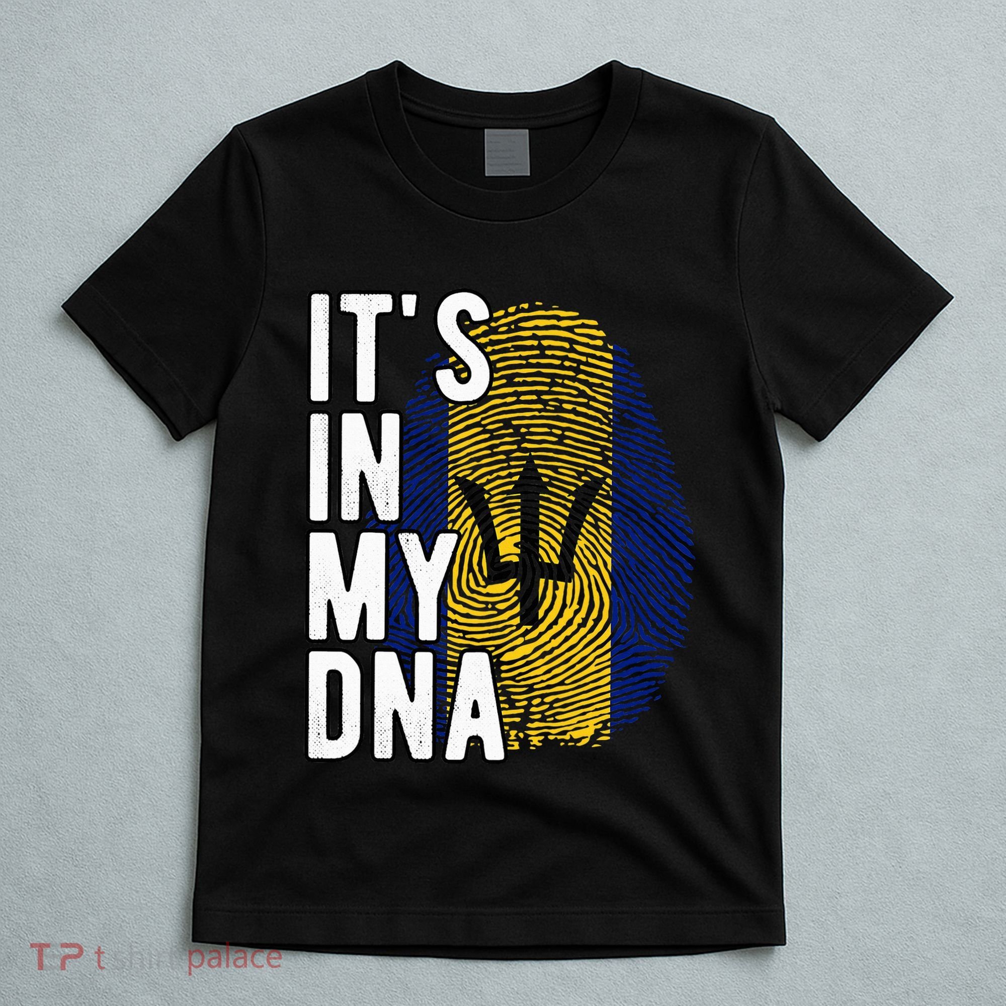 Funny ItS In My Dna Barbados Flag Fingerprint T-Shirt