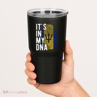 Funny ItS In My Dna Barbados Flag Fingerprint Tumbler thumb 2