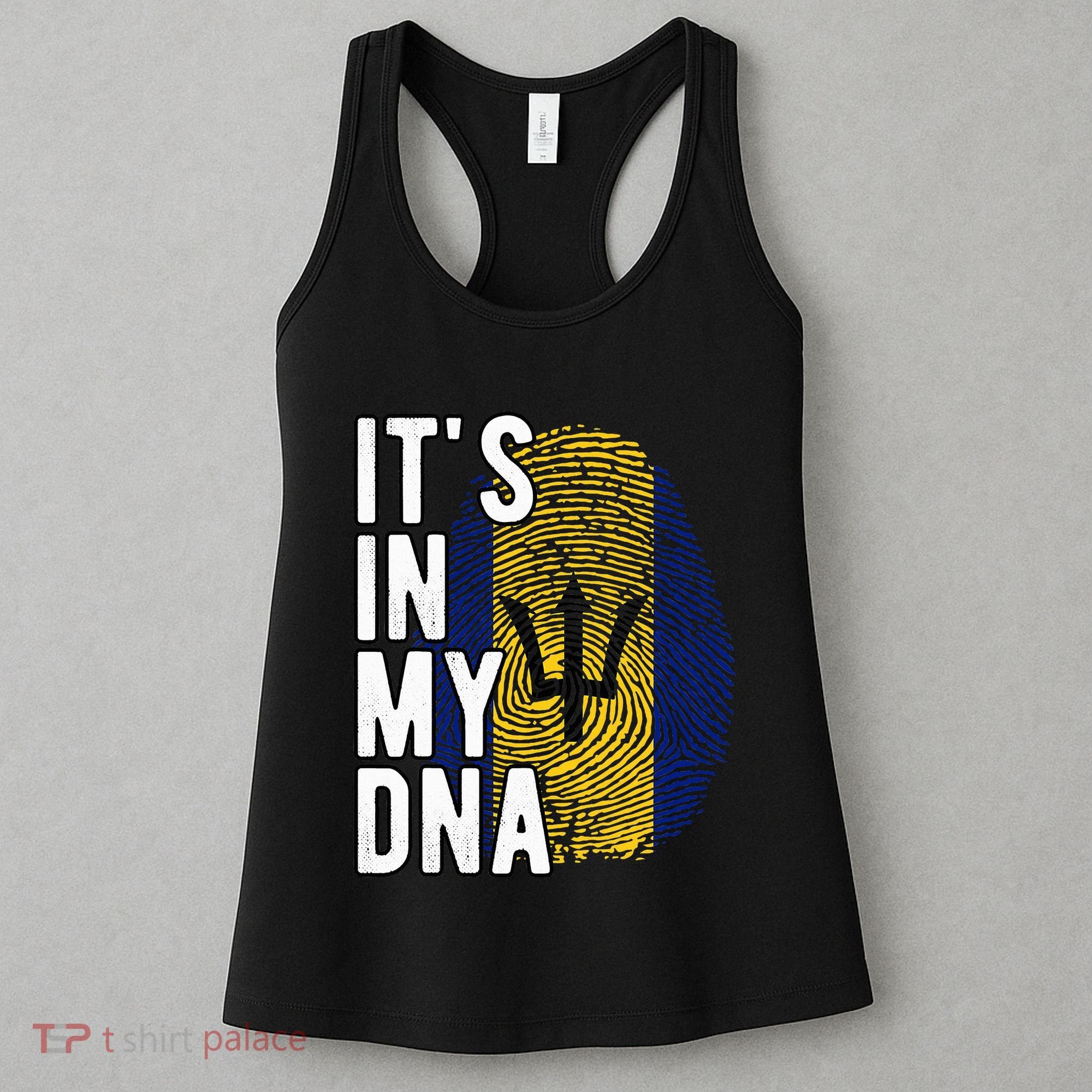 Funny ItS In My Dna Barbados Flag Fingerprint Women's Tank Top