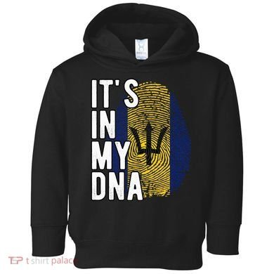Funny ItS In My Dna Barbados Flag Fingerprint Toddler Hoodie