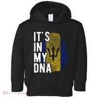 Funny ItS In My Dna Barbados Flag Fingerprint Toddler Hoodie thumb 0