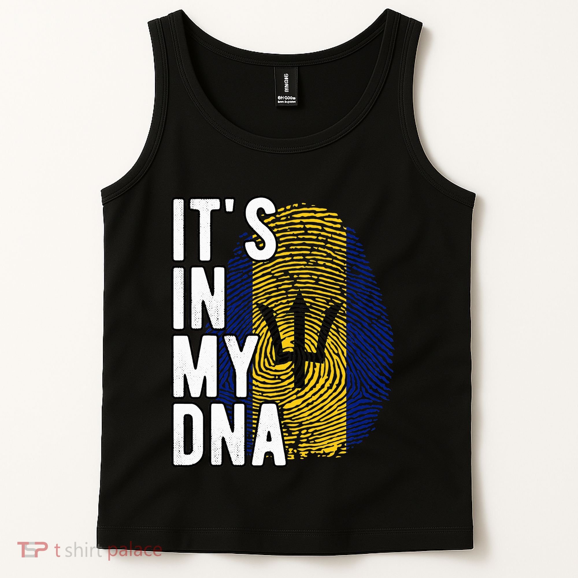 Funny ItS In My Dna Barbados Flag Fingerprint Tank Top