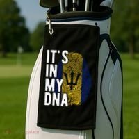 Funny ItS In My Dna Barbados Flag Fingerprint Golf Towel thumb 2