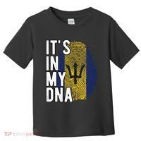 Funny ItS In My Dna Barbados Flag Fingerprint Toddler T-Shirt thumb 0