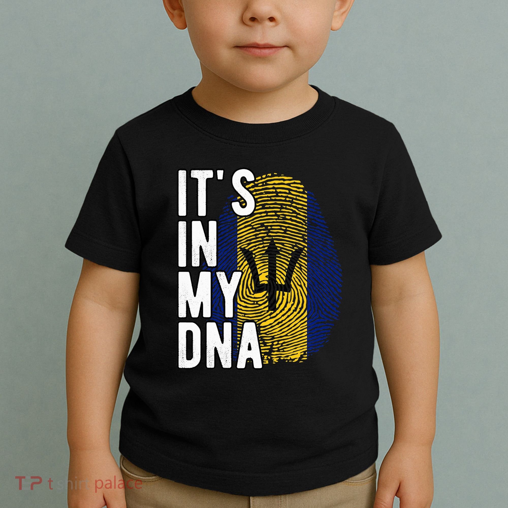 Funny ItS In My Dna Barbados Flag Fingerprint Toddler T-Shirt