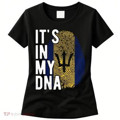 Funny ItS In My Dna Barbados Flag Fingerprint Women's T-Shirt