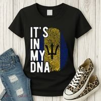 Funny ItS In My Dna Barbados Flag Fingerprint Women's T-Shirt thumb 3
