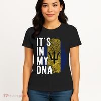 Funny ItS In My Dna Barbados Flag Fingerprint Women's T-Shirt thumb 4
