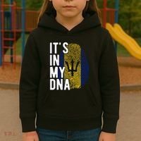 Funny ItS In My Dna Barbados Flag Fingerprint Kids Hoodie thumb 3