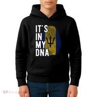 Funny ItS In My Dna Barbados Flag Fingerprint Kids Hoodie thumb 4