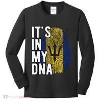 Funny ItS In My Dna Barbados Flag Fingerprint Kids Long Sleeve Shirt thumb 0