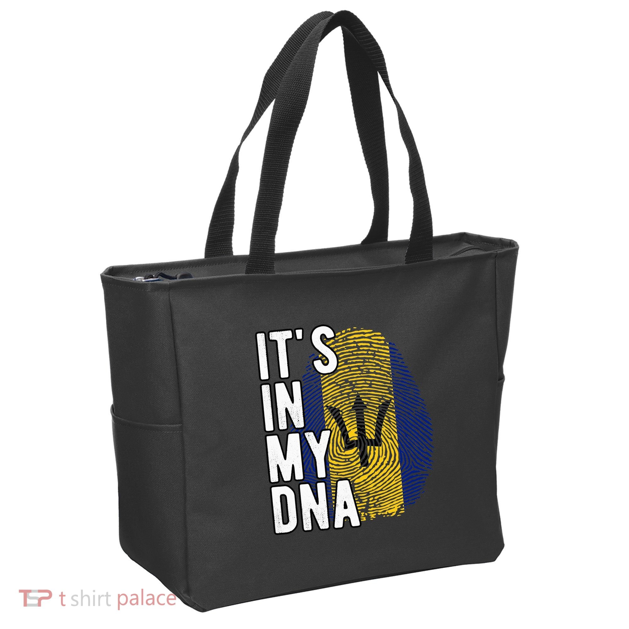 Funny ItS In My Dna Barbados Flag Fingerprint Tote Bag