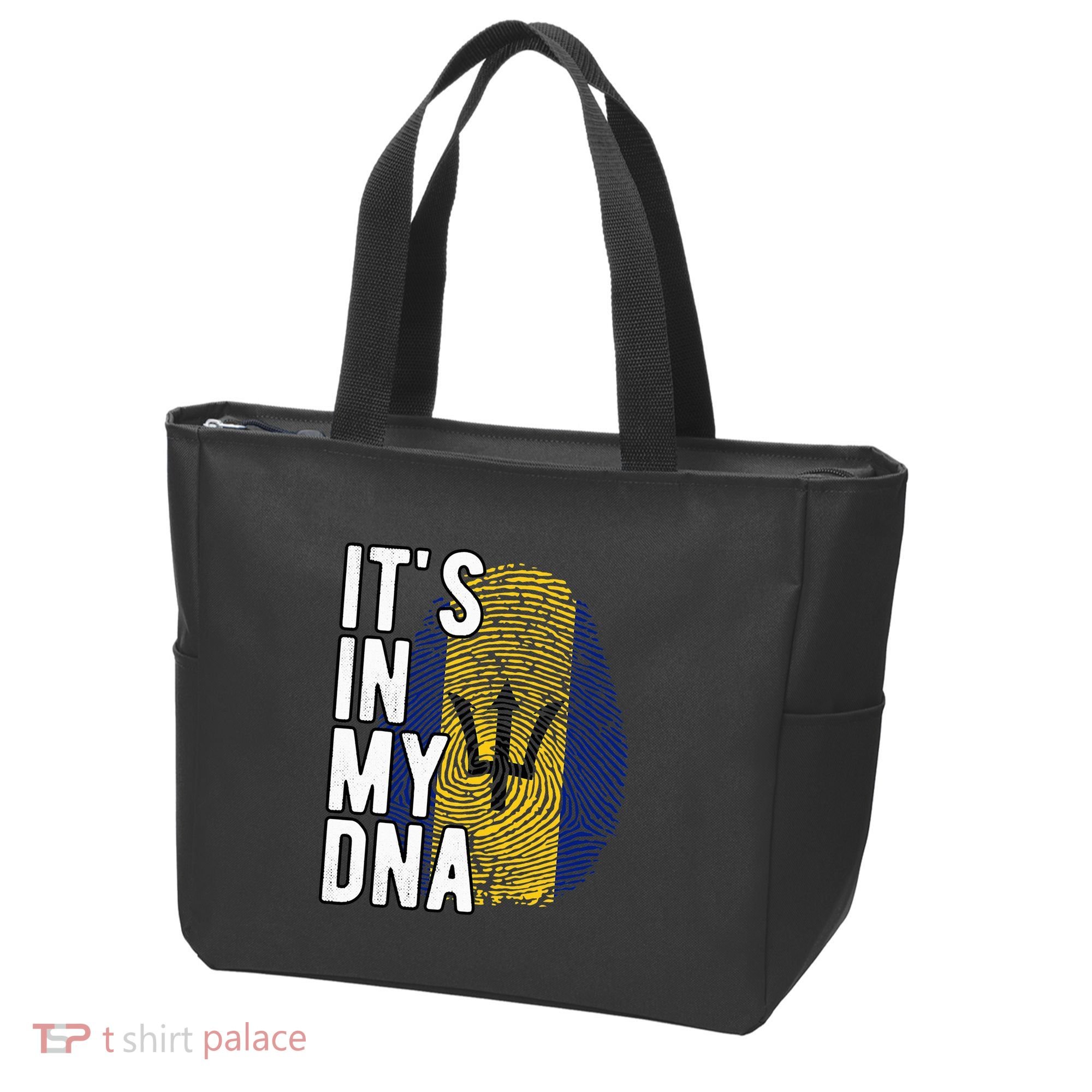 Funny ItS In My Dna Barbados Flag Fingerprint Tote Bag