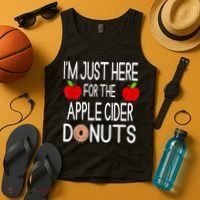 Funny I'm Just Here For The Apple Cider Donuts Apple Picking Tank Top thumb 4
