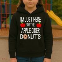 Funny I'm Just Here For The Apple Cider Donuts Apple Picking Kids Hoodie thumb 3