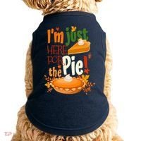Funny I'm Just Here For The Pie Funny Thanksgiving Pumpkin Pie Doggie Tank thumb 0