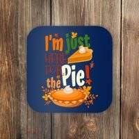 Funny I'm Just Here For The Pie Funny Thanksgiving Pumpkin Pie Coaster thumb 0
