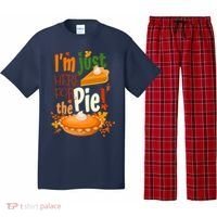 Funny I'm Just Here For The Pie Funny Thanksgiving Pumpkin Pie Pajama Set thumb 0