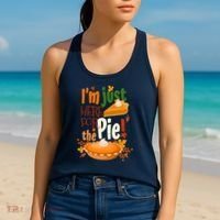 Funny I'm Just Here For The Pie Funny Thanksgiving Pumpkin Pie Women's Tank Top thumb 2