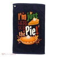 Funny I'm Just Here For The Pie Funny Thanksgiving Pumpkin Pie Golf Towel thumb 0