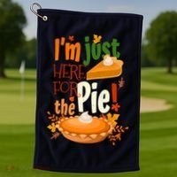 Funny I'm Just Here For The Pie Funny Thanksgiving Pumpkin Pie Golf Towel thumb 1