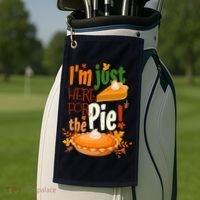 Funny I'm Just Here For The Pie Funny Thanksgiving Pumpkin Pie Golf Towel thumb 2