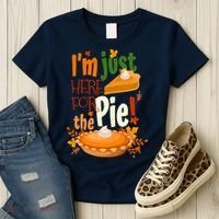 Funny I'm Just Here For The Pie Funny Thanksgiving Pumpkin Pie Women's T-Shirt thumb 3