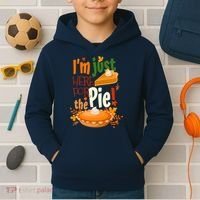 Funny I'm Just Here For The Pie Funny Thanksgiving Pumpkin Pie Kids Hoodie thumb 2