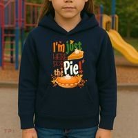 Funny I'm Just Here For The Pie Funny Thanksgiving Pumpkin Pie Kids Hoodie thumb 3