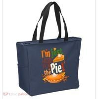 Funny I'm Just Here For The Pie Funny Thanksgiving Pumpkin Pie Tote Bag thumb 2
