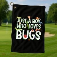 Funny Insect Just A Boy Who Loves Bug Golf Towel thumb 1