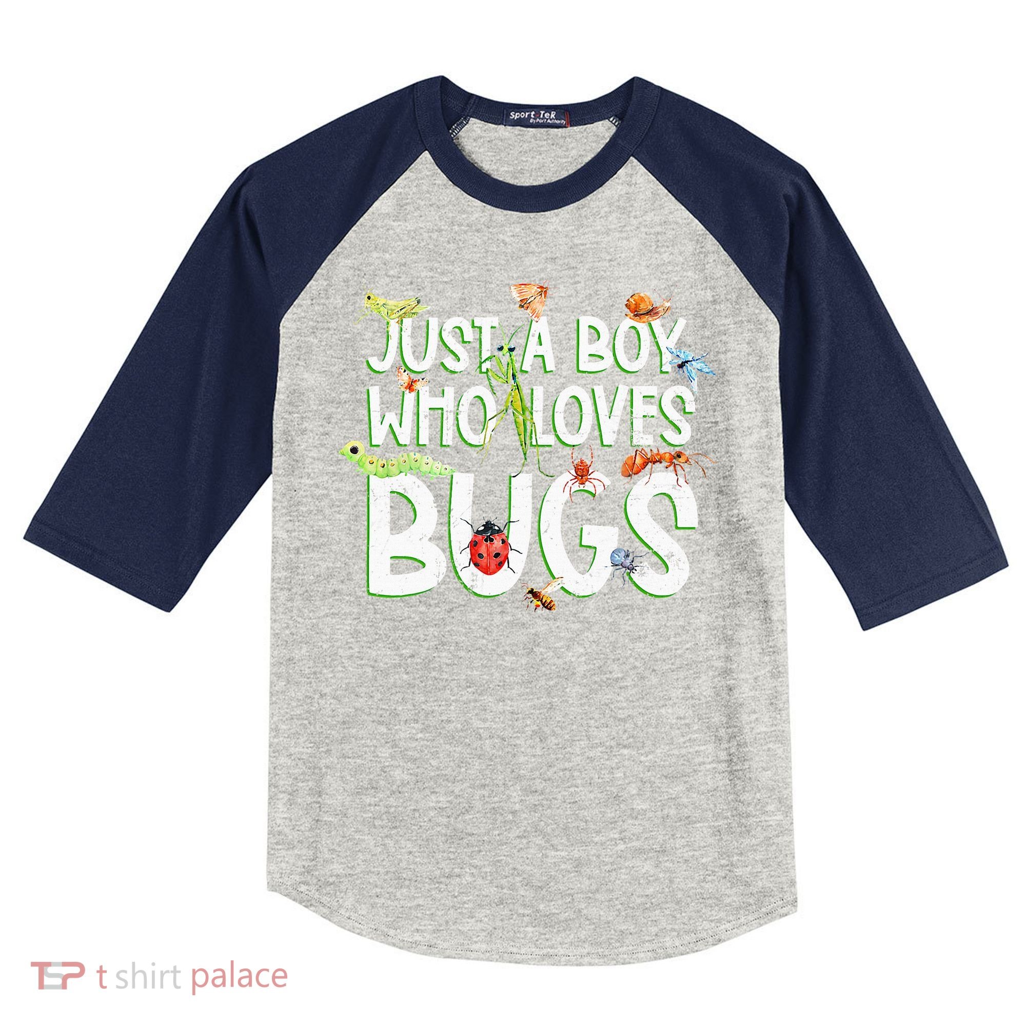 Funny Insect Just A Boy Who Loves Bug Kids Colorblock Raglan Jersey