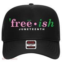 Free Ish Juneteenth Pink And Green Celebrating Juneteenth Free Ish Juneteenth Hat thumb 0