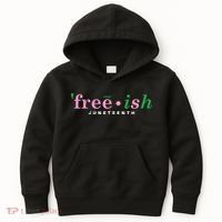Free Ish Juneteenth Pink And Green Celebrating Juneteenth Free Ish Juneteenth Kids Hoodie thumb 0